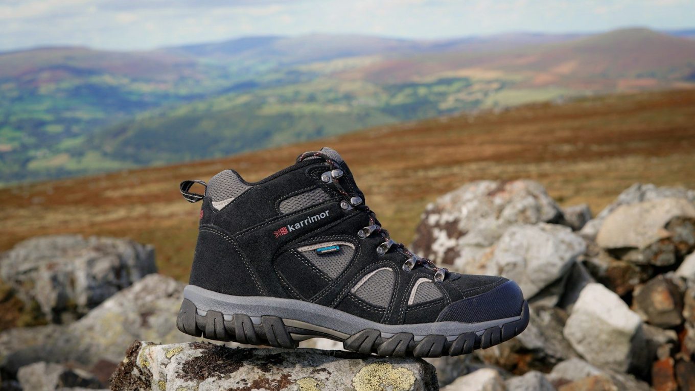 a black shoe on a rock